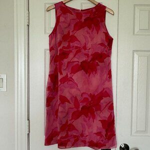 🎉HP🎉 Spring Summer Pink and Red Floral Sleeveless Dress; Size 12 EUC
